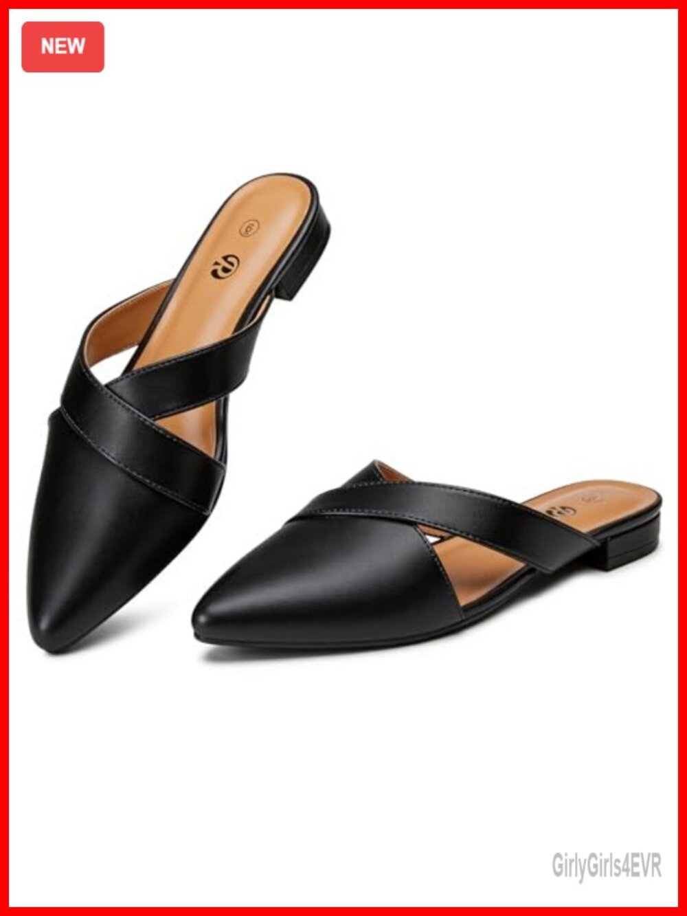 Pointed Toe Mules Cross-Strap Flats Slip-On Backless Loafers